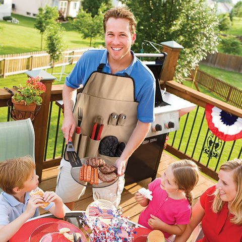 Chefs Outdoor 7-Piece BBQ Apron and Utensil Set